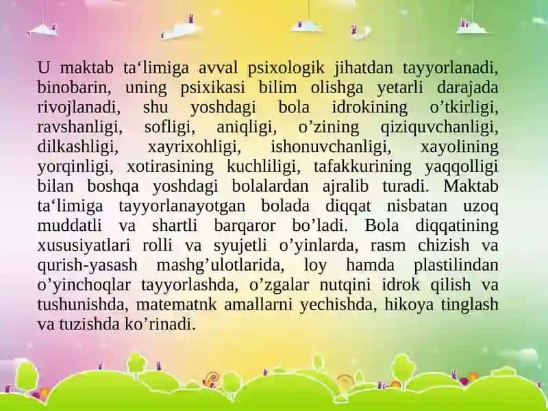 Kichik maktab yoshi davrida psixik rivojlanish xususiyatlari 4