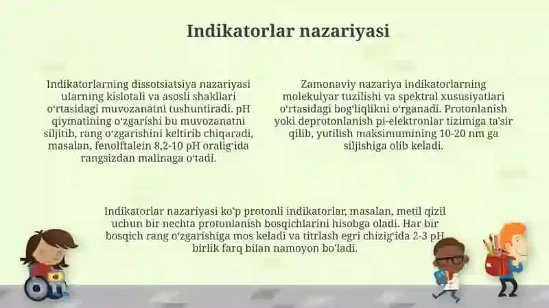 Neytrallash metodi. İndikatorlar nazariyasi. Titrlashdagi asidometrik va alkalimetrik usullar 4
