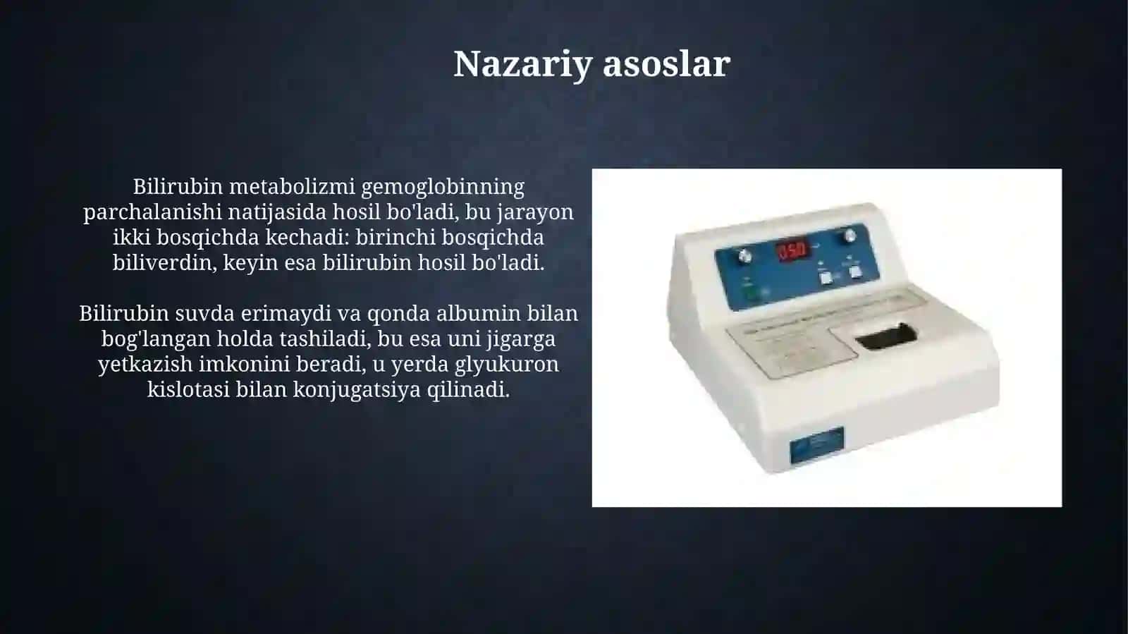 Qondibilirubin miqdori biokimyoviy analizatorlarda aniqlash 4