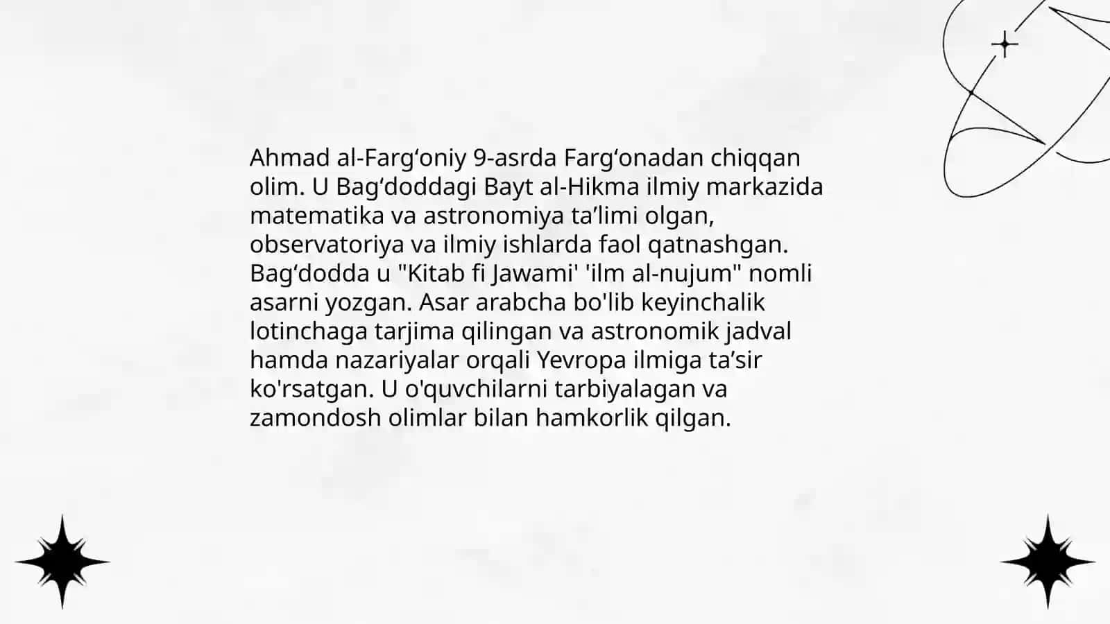 Ahmad Al Fargʻoniy haqida 4