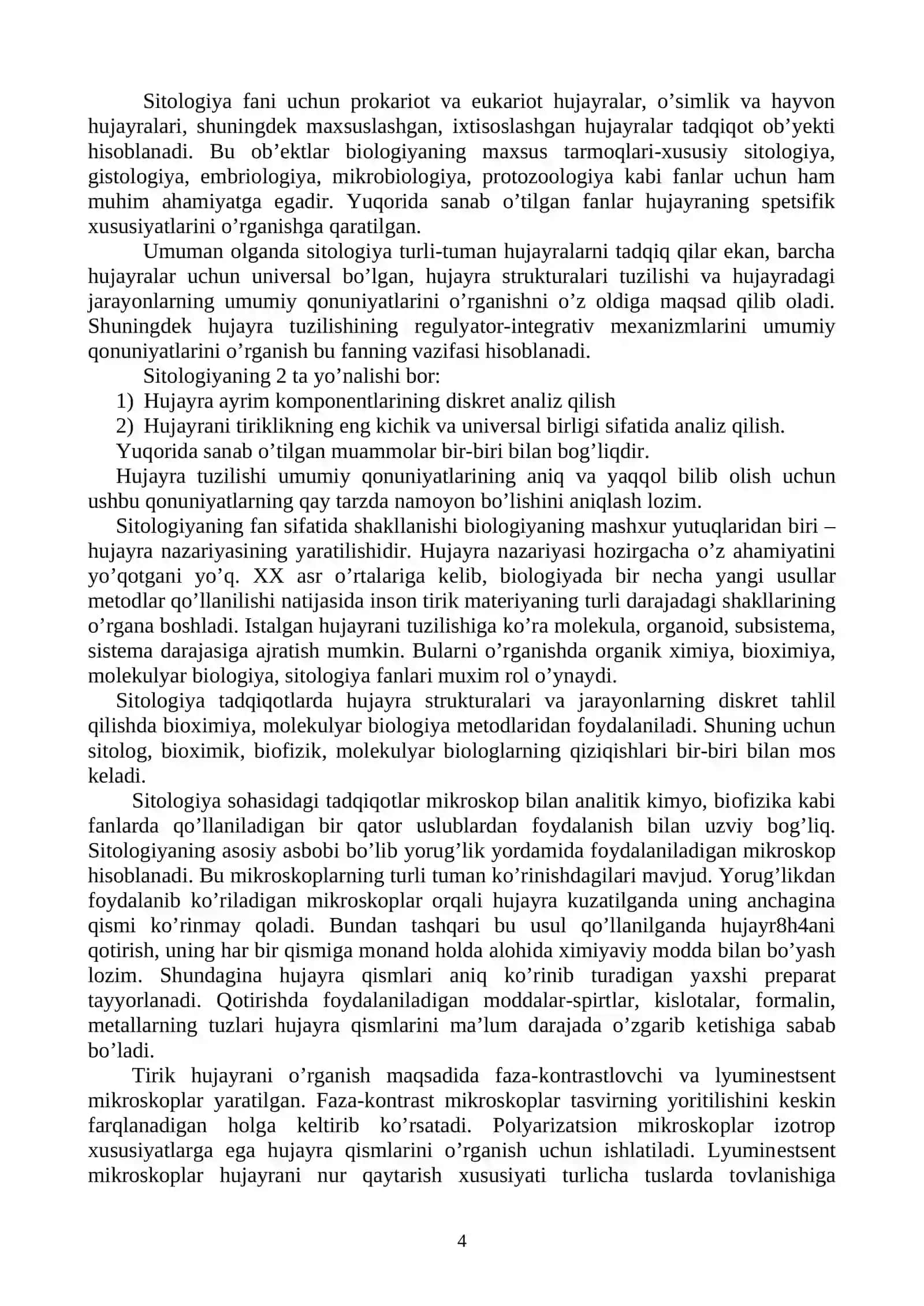 Sitologiya Fanidan Ma’ruza Matni 4