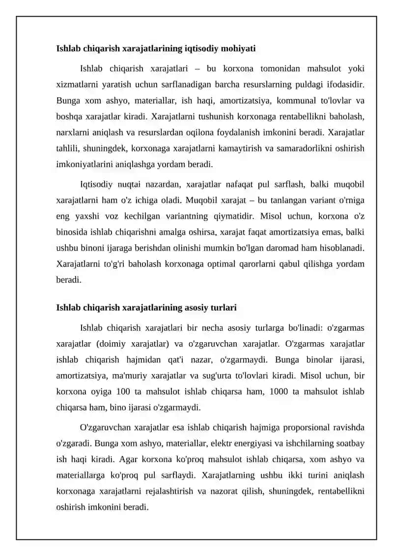 Ishlab chiqarish xarajatlari 4