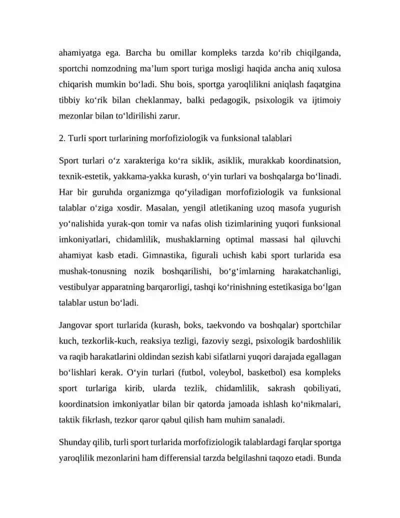 SPORTDA SARALASH, MODELLASHTIRISH VA BASHORAT QILISH 4