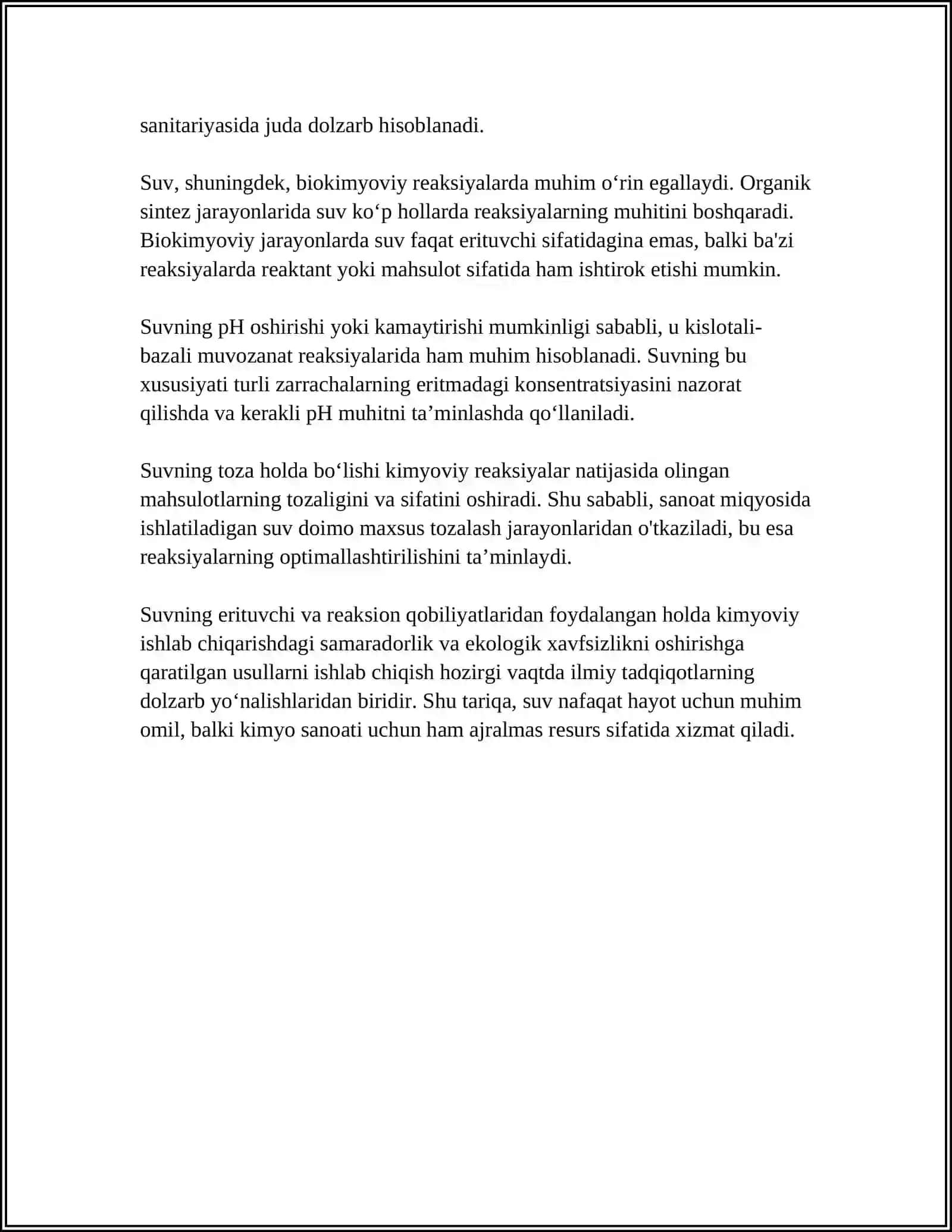 SUVNI KIMYOVIY ISHLAB CHIQARISHDAGI OʻRNI 4