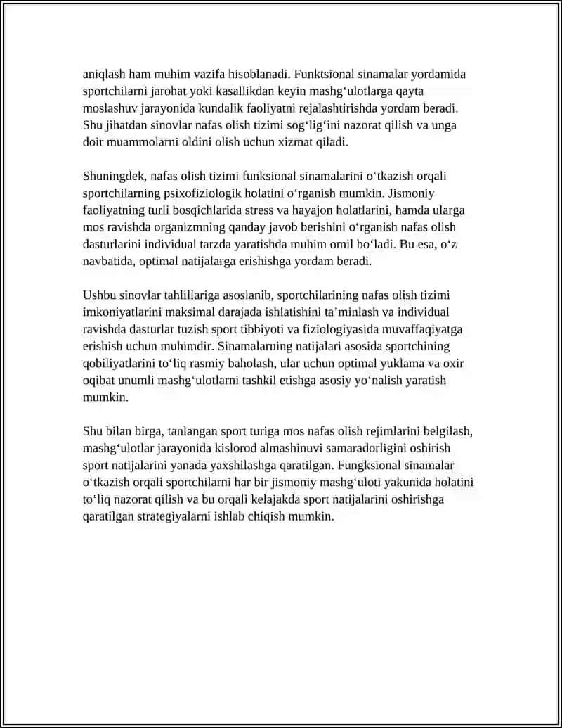 TANLANGAN SPORT TURIDA NAFAS OLISH TIZIMINING FUNKSIONAL SINAMALARINI O’TKAZISH 4