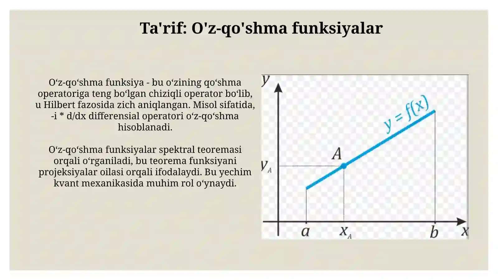 Oʻz oʻziga qoʻshma funksiyalarning xossalari 4