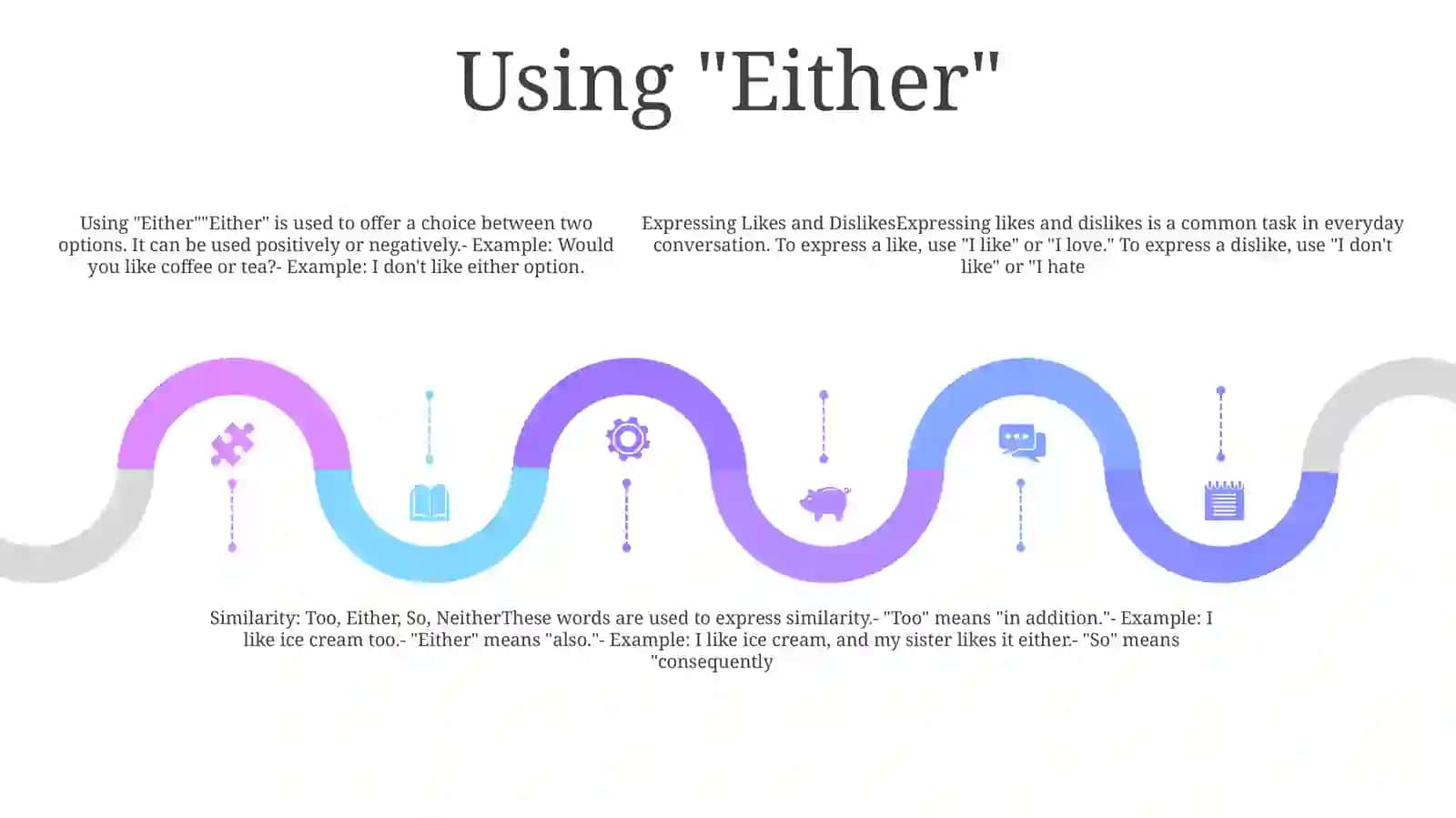 Expressing Likes And Dislikes, Similarity: Too, Either, So, Neither 4