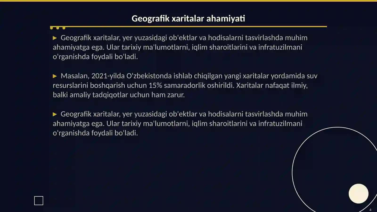Geografiyaga oid masala va mashqlarni yechish 4