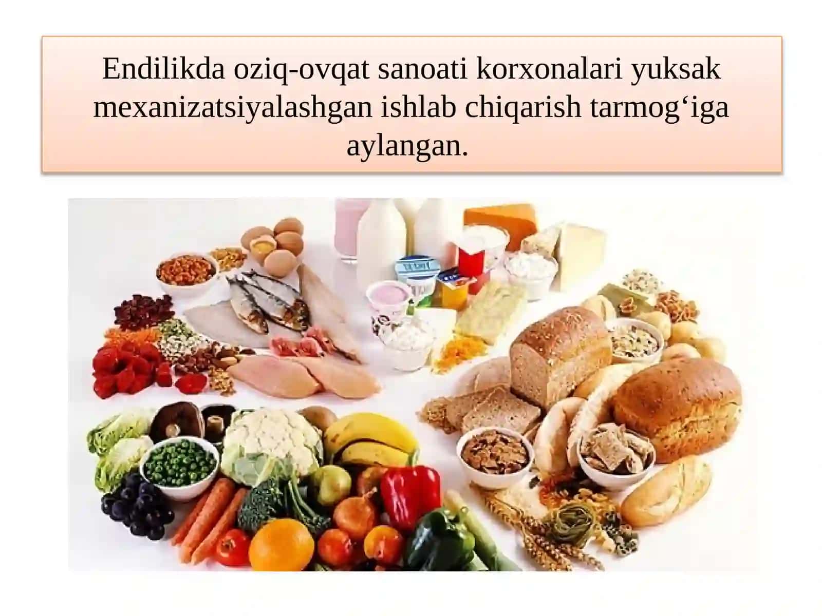 O'ZBEKISTONNING OZIQ-OVQAT SANOATI 4