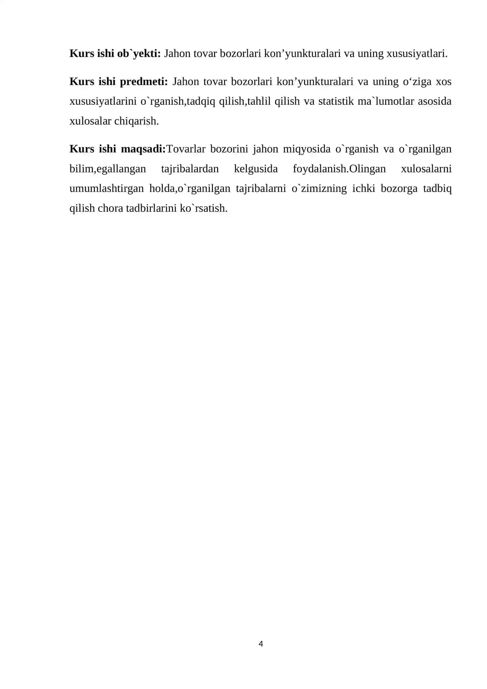 Jahon tovar bozorlari kon'yunkturalari va uning o‘ziga xos xususiyatlari 4