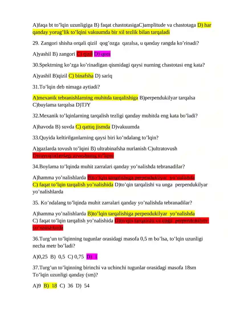 Oraliq nazorat savollari test 4