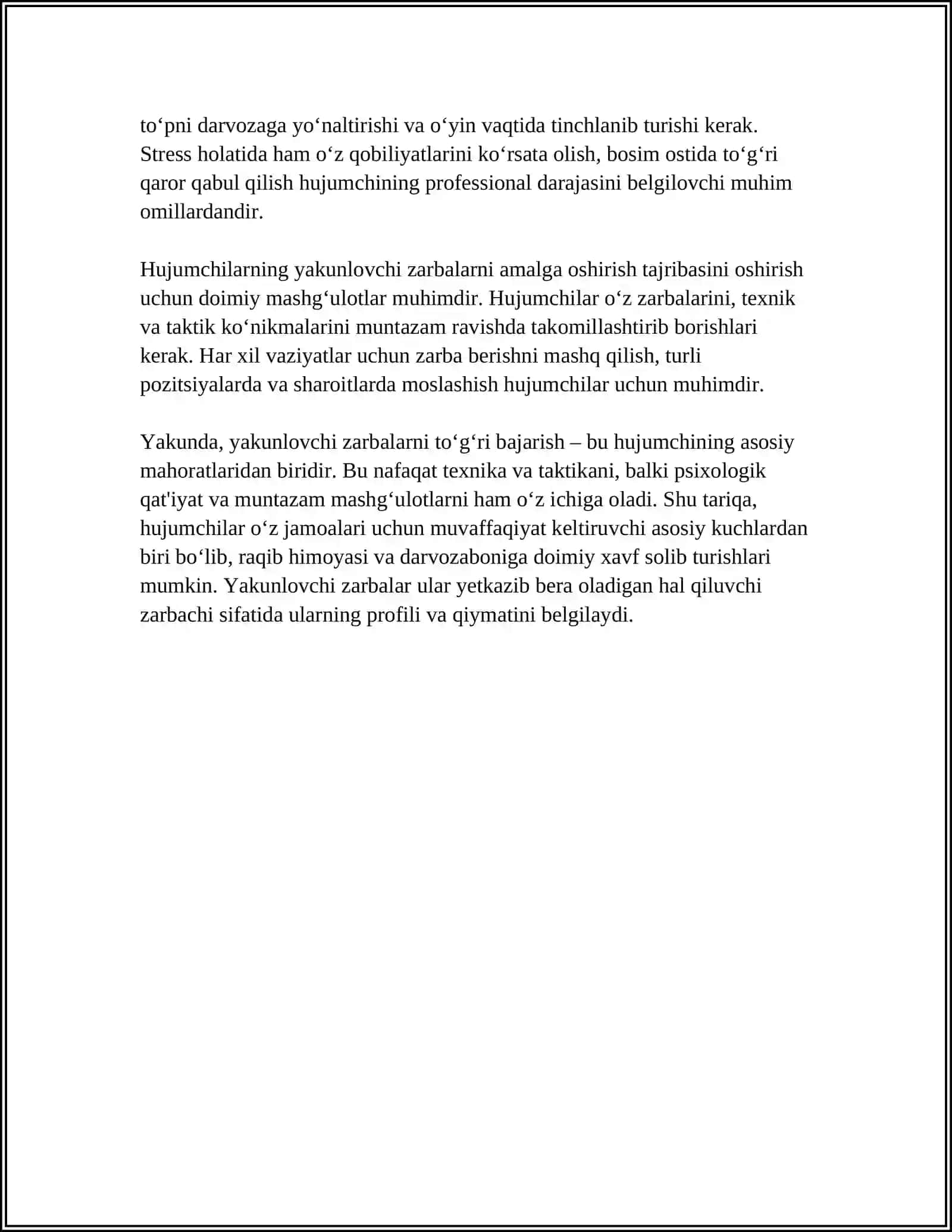 HUJUMCHILAR UCHUN ZARUR BO'LGAN TEXNIK VA TAKTIK KO'NIKMALAR 4