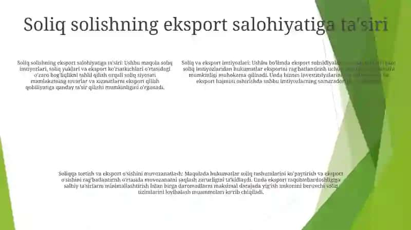 Tadbirkorlik Faoliyatini Soliqqa Tortish Va Eksport Salohiyatini Oshirish 4