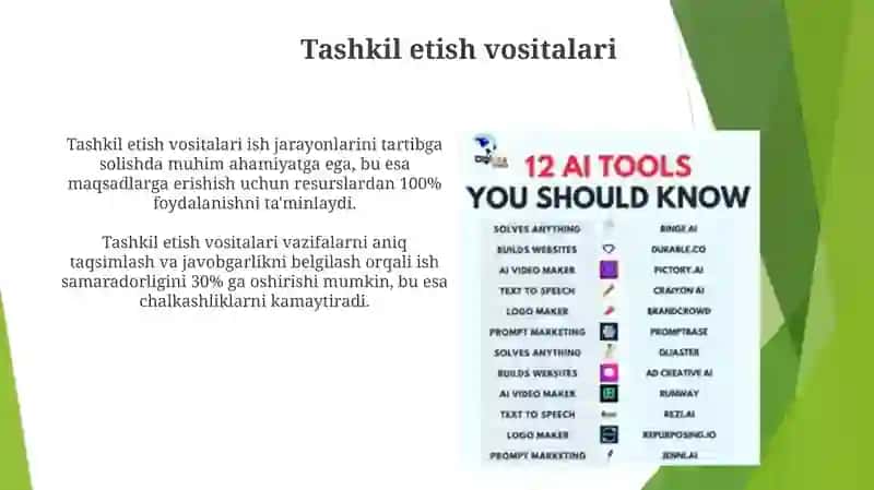 Rejalashtirish va Tashkil etish Asboblar Qutisi 4