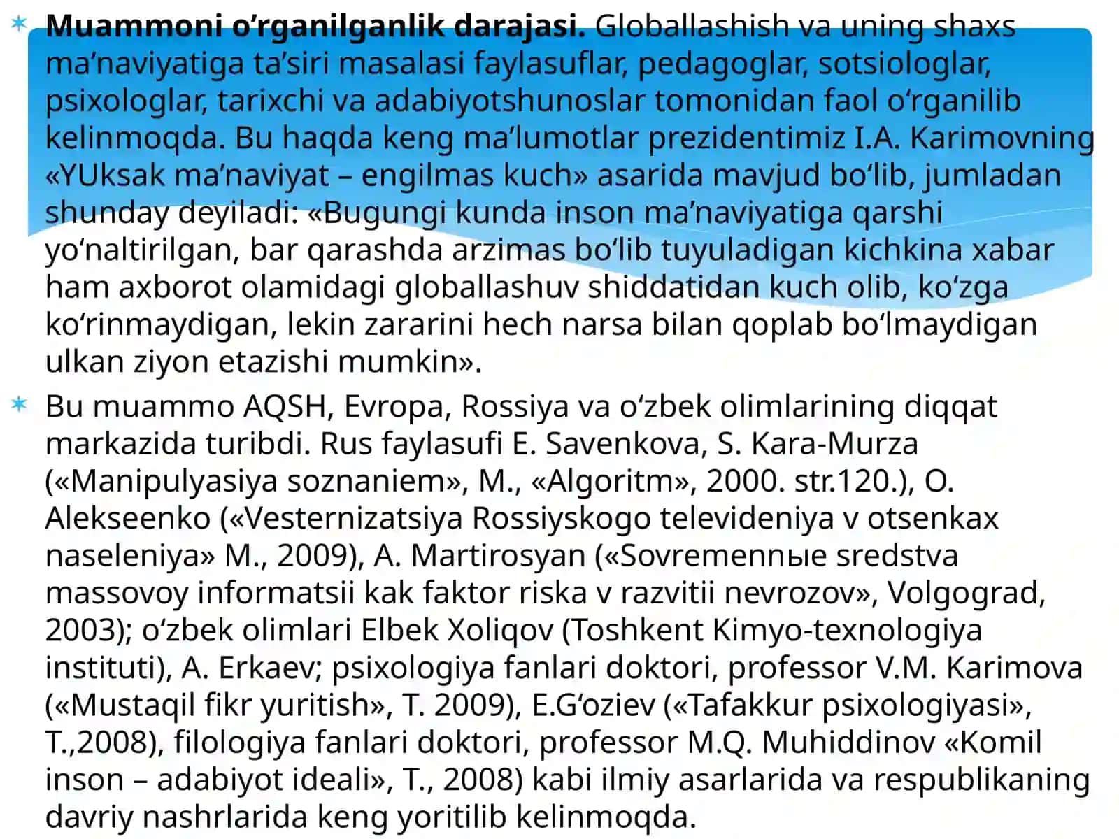 «OMMAVIY AXBOROT VOSITALARINING SHAXS RUHIY XUSUSIYATLARIGA TA’SIRI» BITIRUV MALAKAVIY ISHI 4