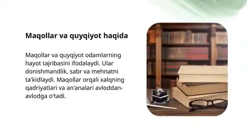 Xalq maqollari va frazeologik iboralardan foydalanish mahorati. 4