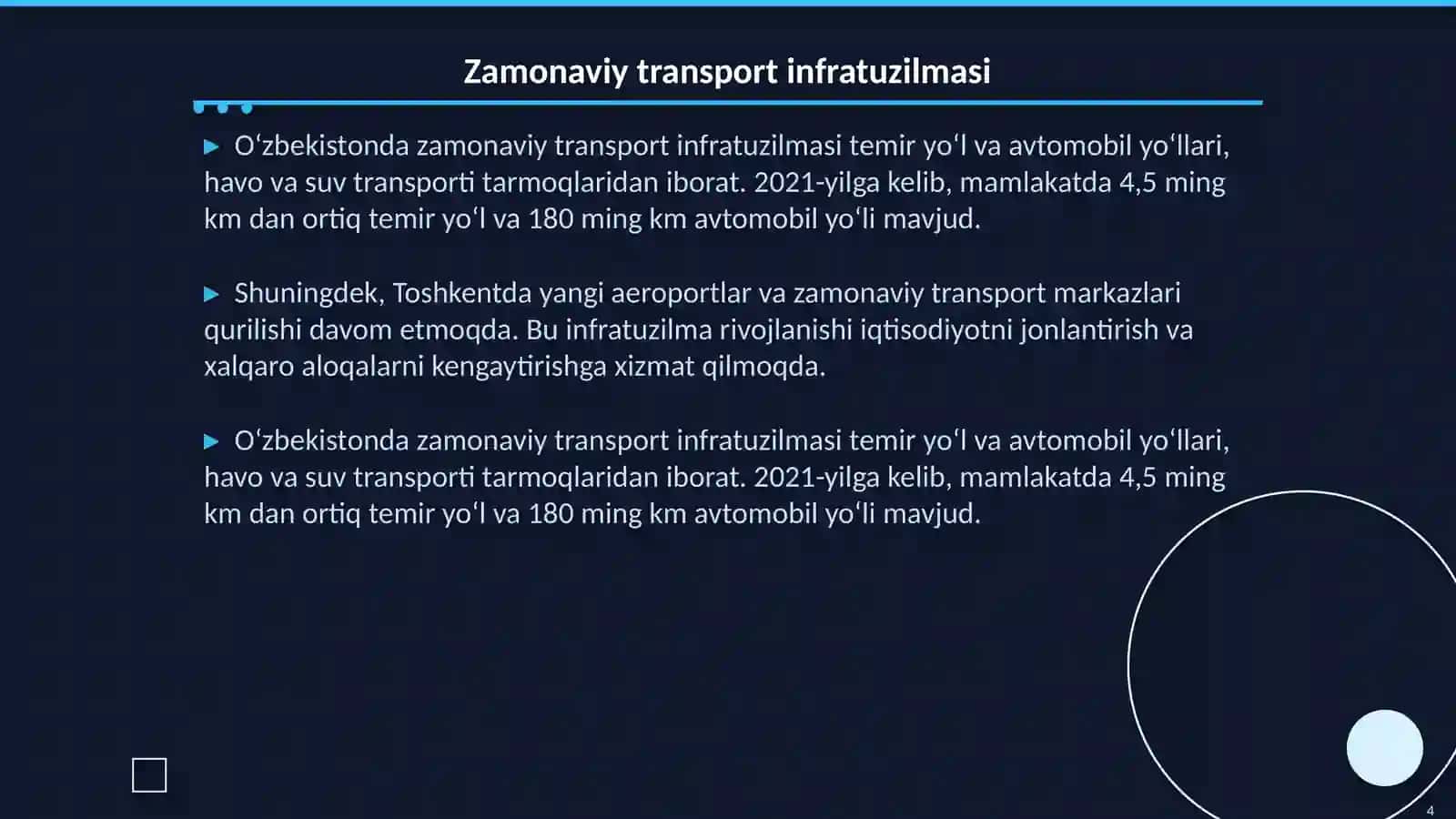 Oʻzbekistonda zamonaviy transport-kommunikatsiya tizimining shakllanishi 4