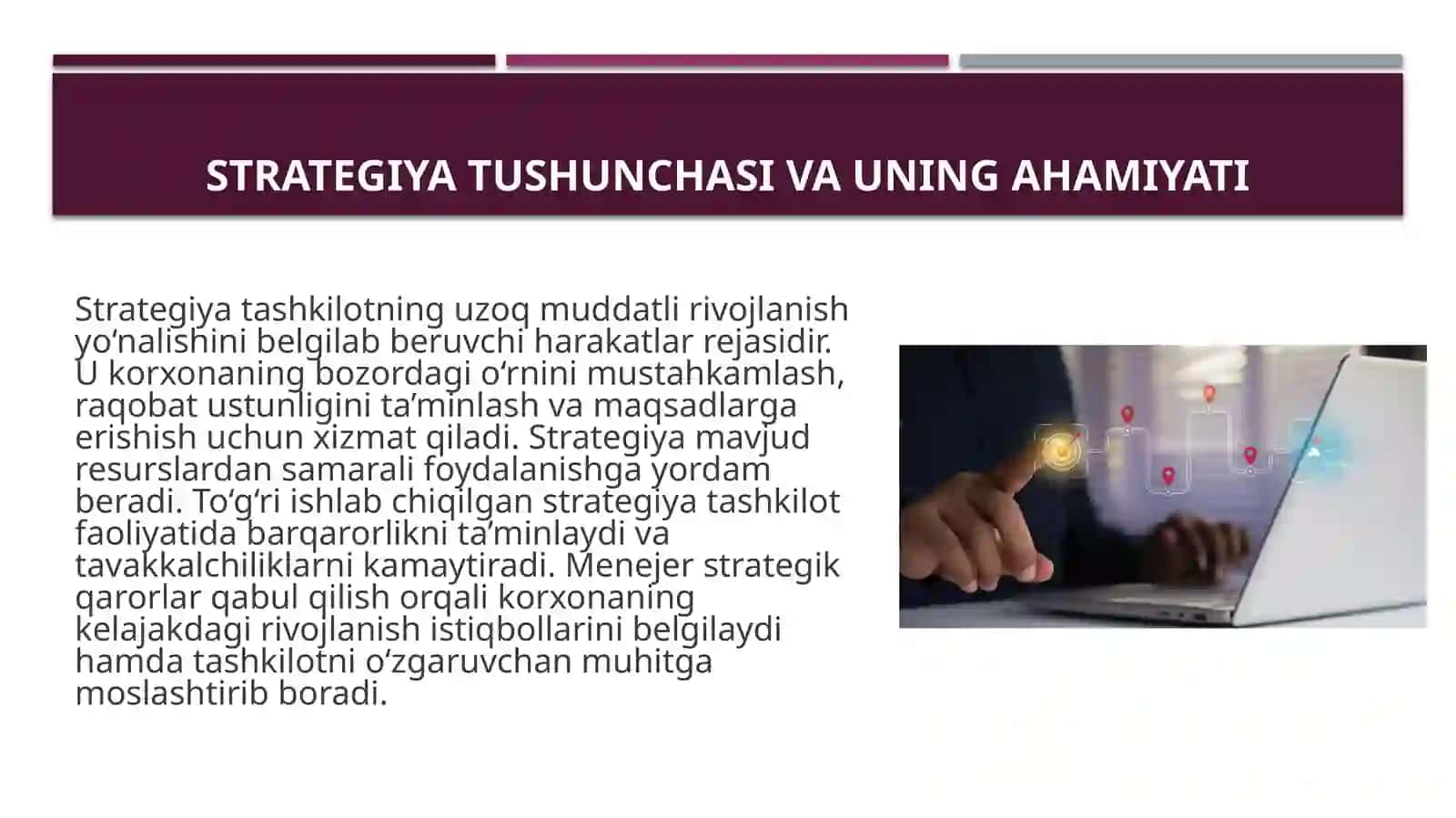 Strategiyani yaratishda va qayta ishlash jarayonida menejerning vazifalari 4
