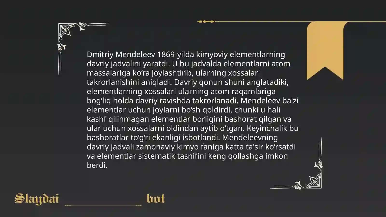 Dmitriy Ivanovich Mendeleyevning hayoti 4