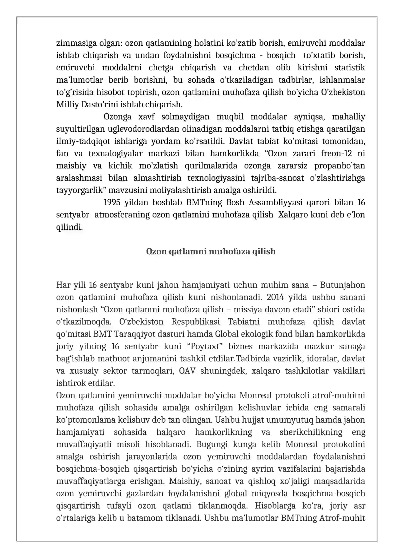 Monreal protokoli va ozon qatlamini muhofaza qilish 4
