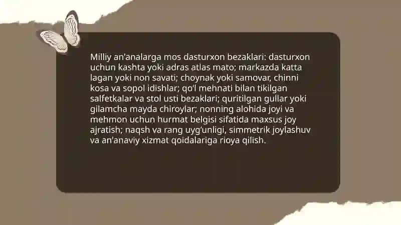 Dasturxon tuzash sanʼati mavzusida 4