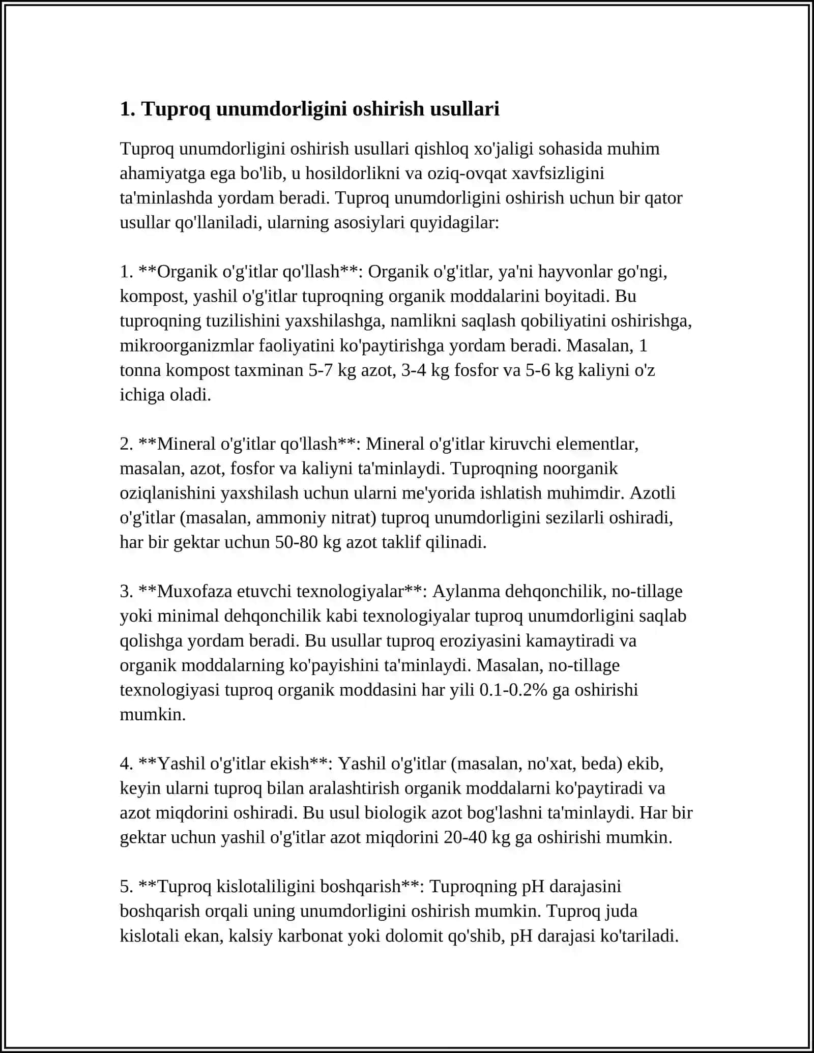 TUPROQ UNUMDORLIGINI OSHIRISHDA BAKTERIOLOGIK O'G'ITLARNI QO'LLASH HAMDA MAZKUR O'G'ITLARNI MADANIY O'SIMLIKLARNI BIONAZORAT QILISHDAGI O'RNI 4