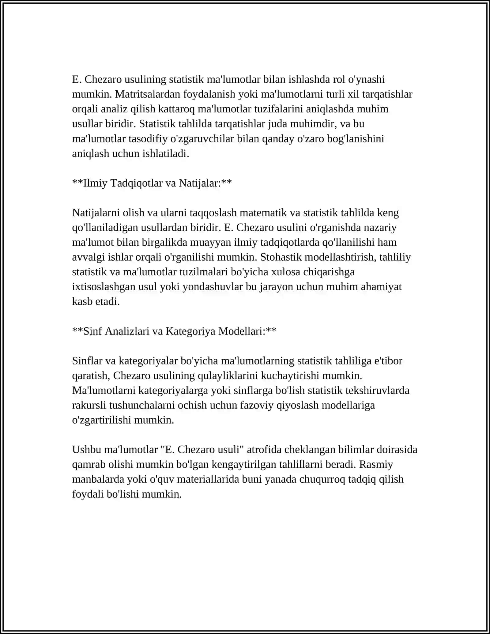 UZOQLASHUVCHI QATORLARNI JAMLASH (E.CHEZARO, N.ABEL USUSLI) 4