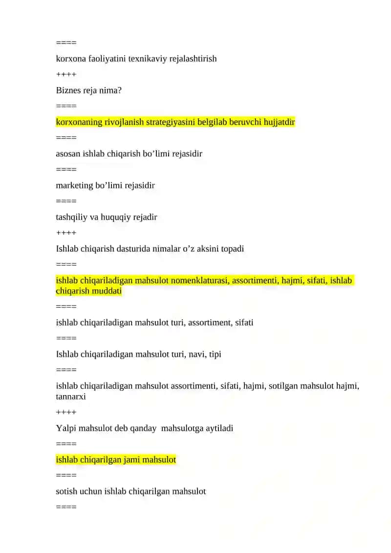 Biznes rejasi tuzish 4