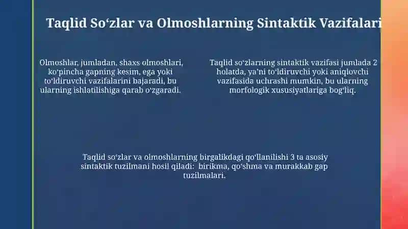 Taqlid So'zlar va Olmosh haqidagi nazariy qarashlar tahlili 4