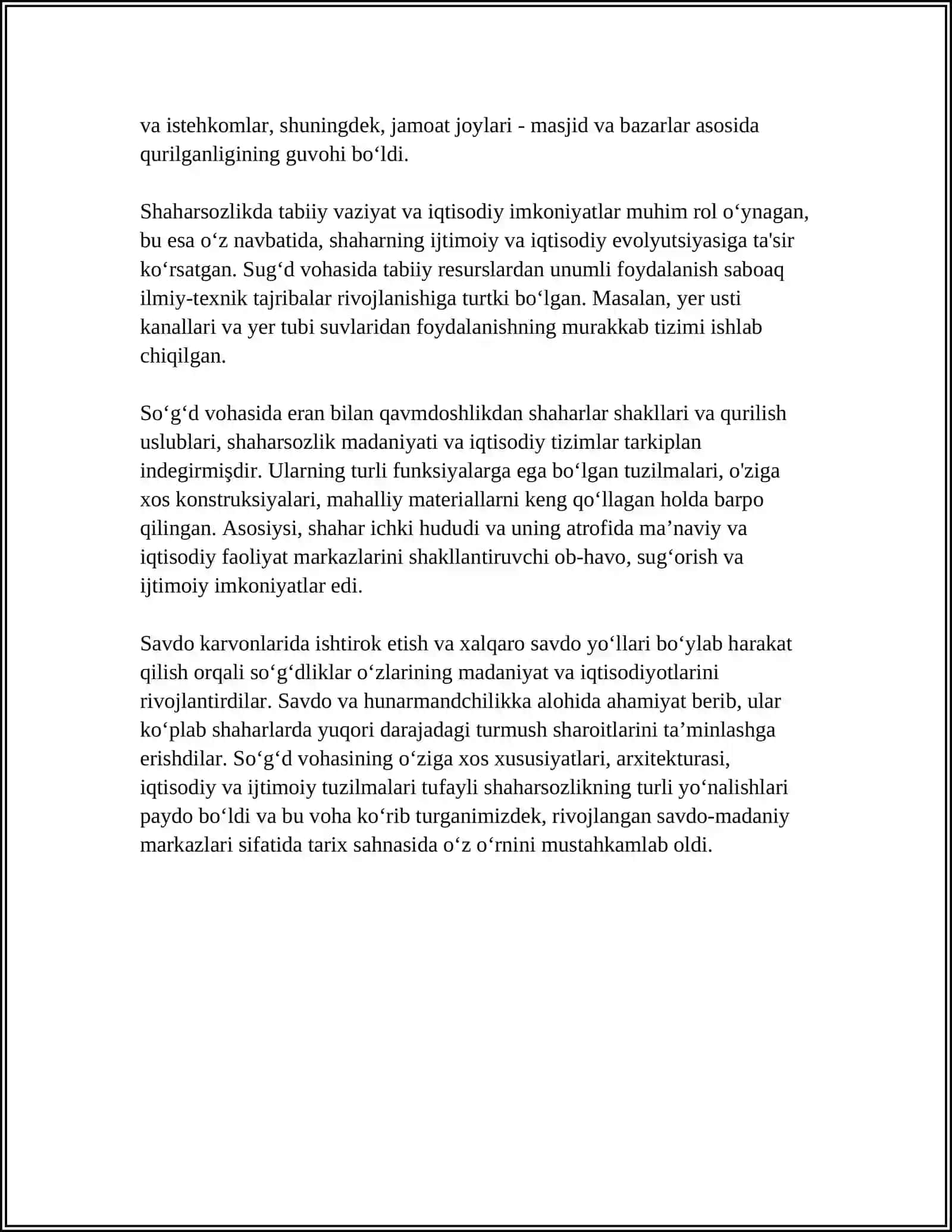 ILK O'RTA ASRLARDA SO'G'D VOHASIDA SHAHARSOZLIK MADANIYATINING SHAKLLANISHI 4