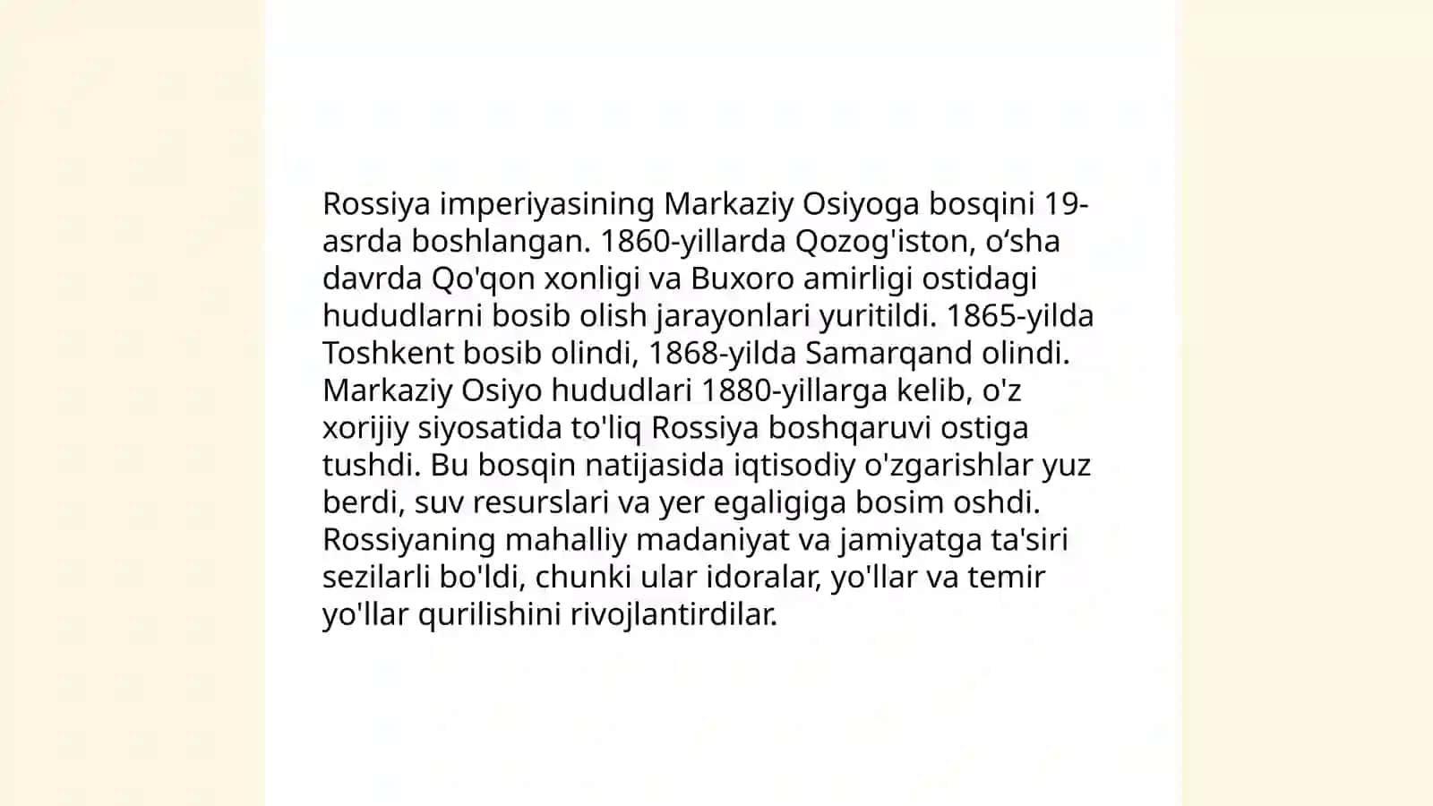 Rossiya bosqini arafasida Markaziy Osiyodagi ijtimoiy siyosiy vaziyat 4