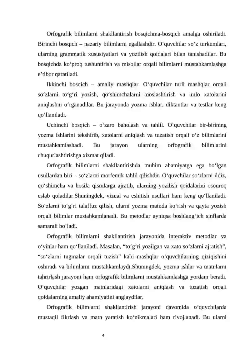 So‘z turkumlarini o‘rganishda hosil qilinadigan orfografik bilimlar 4