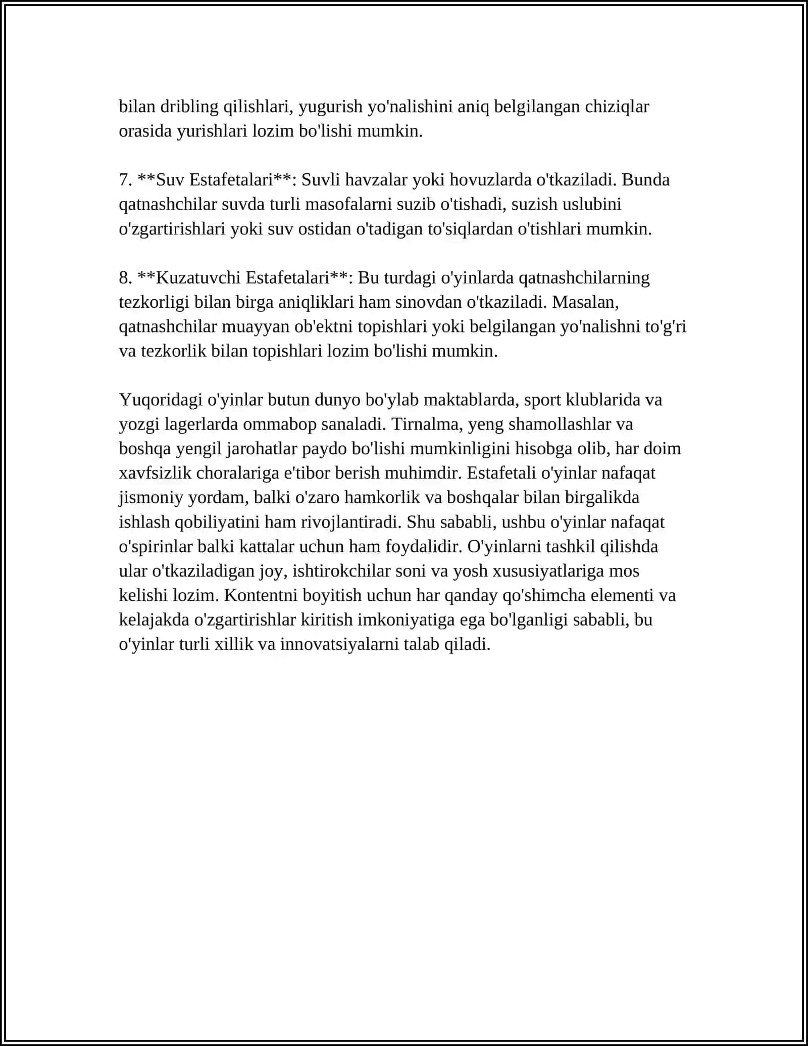 ESTAFETALI HARAKATLI OʻYINLARNI OʻTKAZISH 4