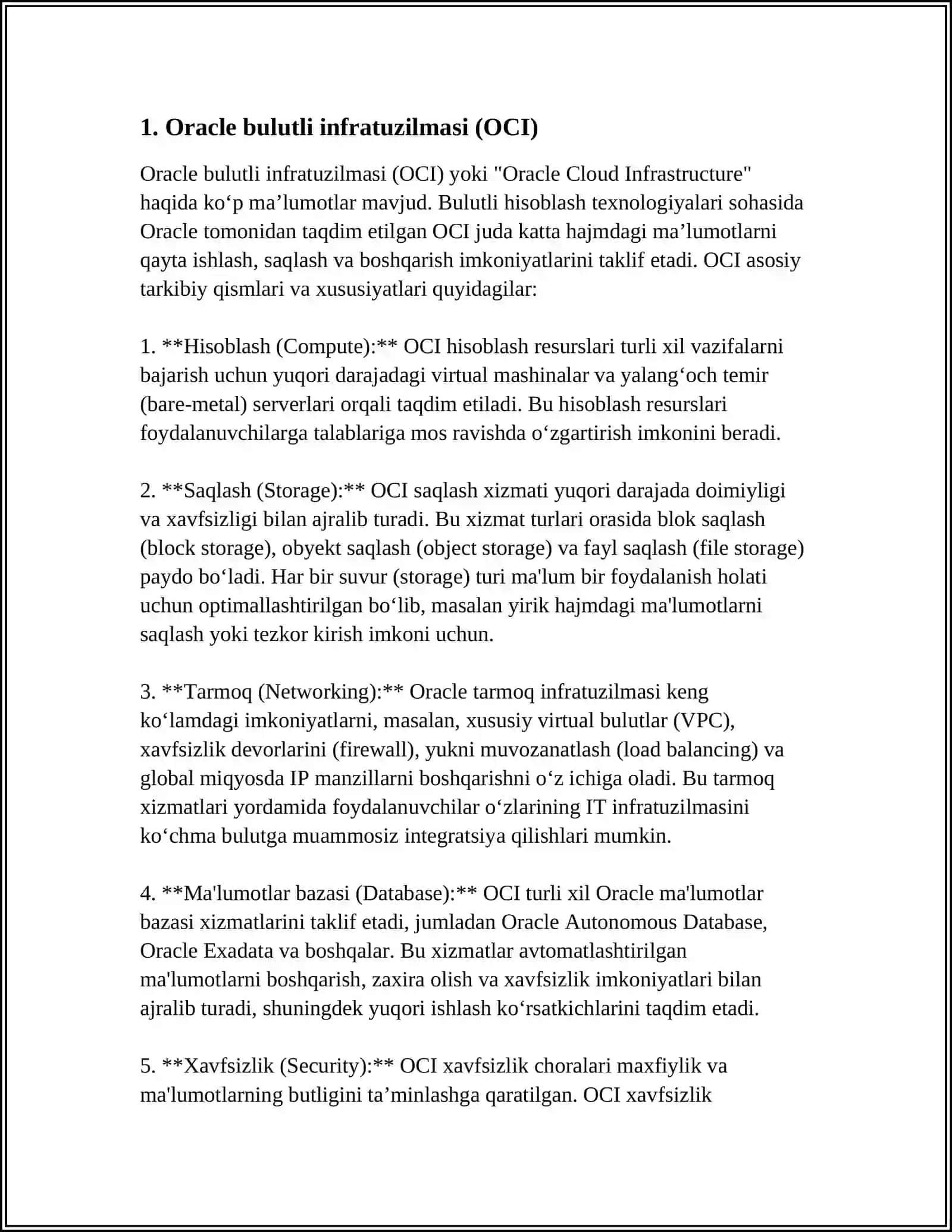 ORACLE BULUTLI INFRATUZILMASI (OCI) 4