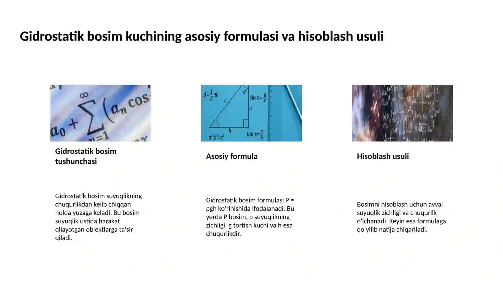 Aylana shakldagi quvur ichdan tasir etuvchi gidrostatik bosim kuchi 4