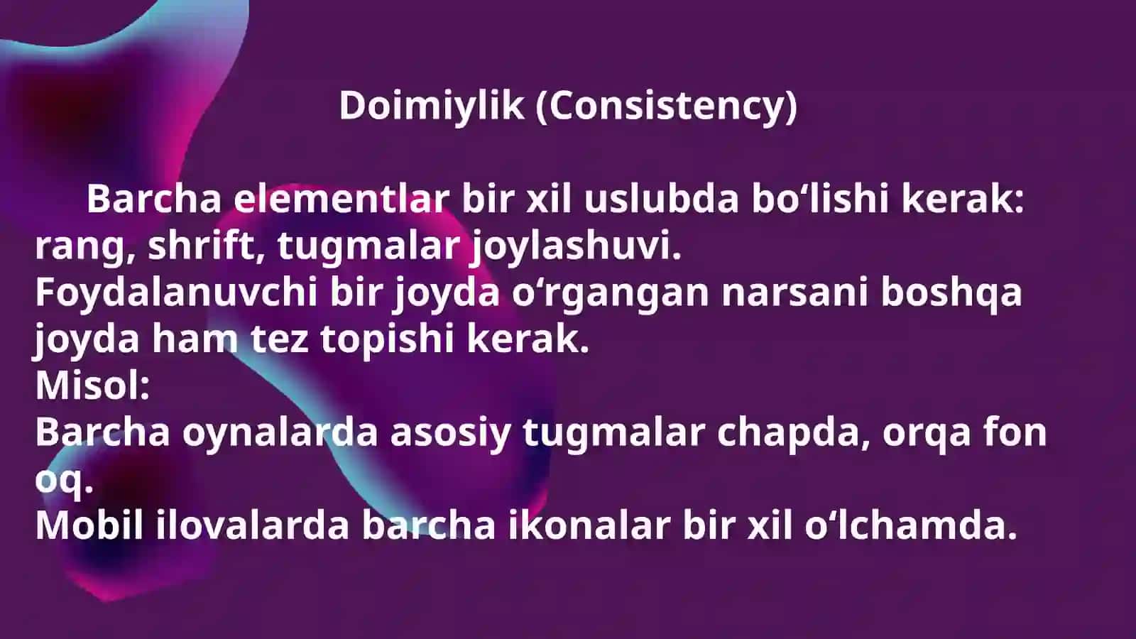 Foydalanuvchi interfeysi (UI) dizaynining asosiy tamoyillari 4