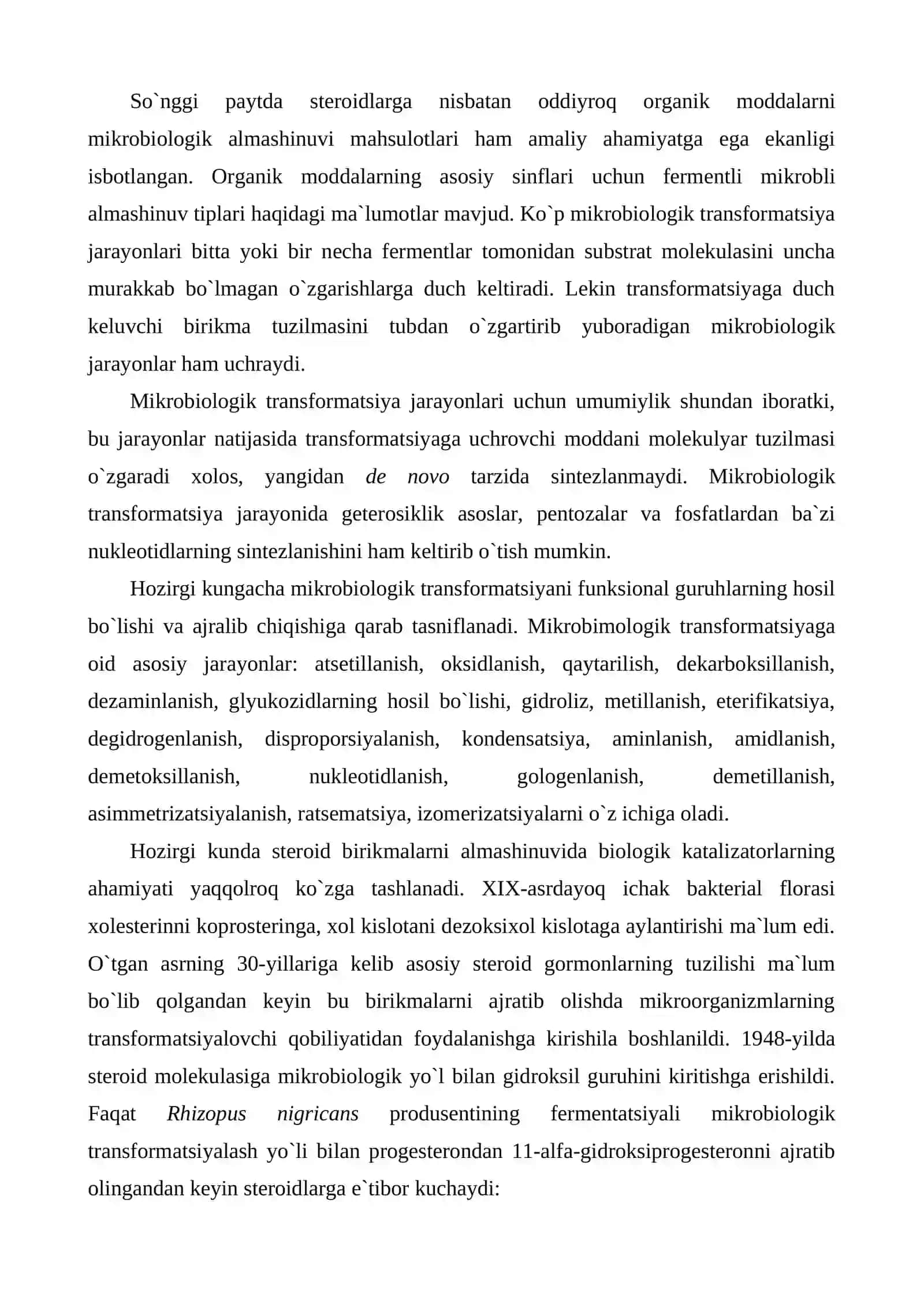 Organik moddalarni mikrobiologik transformatsiyalash va ularni qaytarilishini biotexnologik uslublari 4
