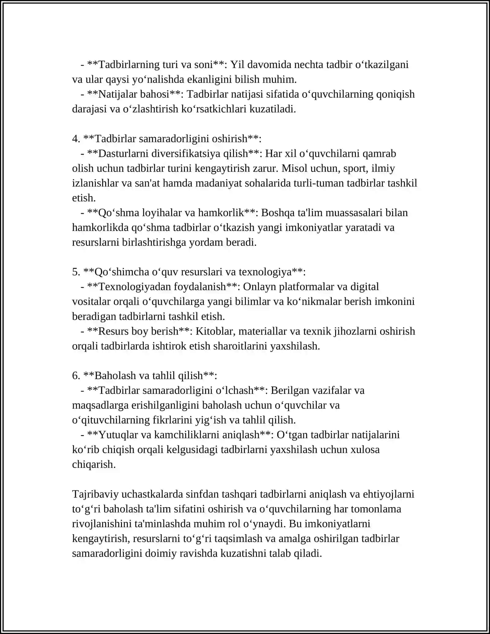 MAKTAB TAJRIBA UCHASTKALARIDA SINFDAN TASHQARI ISHLARNI REJALASHTIRISH YOʻLLARI 4