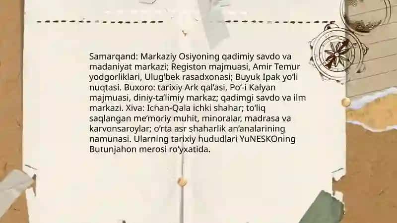 O'zbekiston sivilizatsiyasi xaqida qisqacha ma'lumot 4