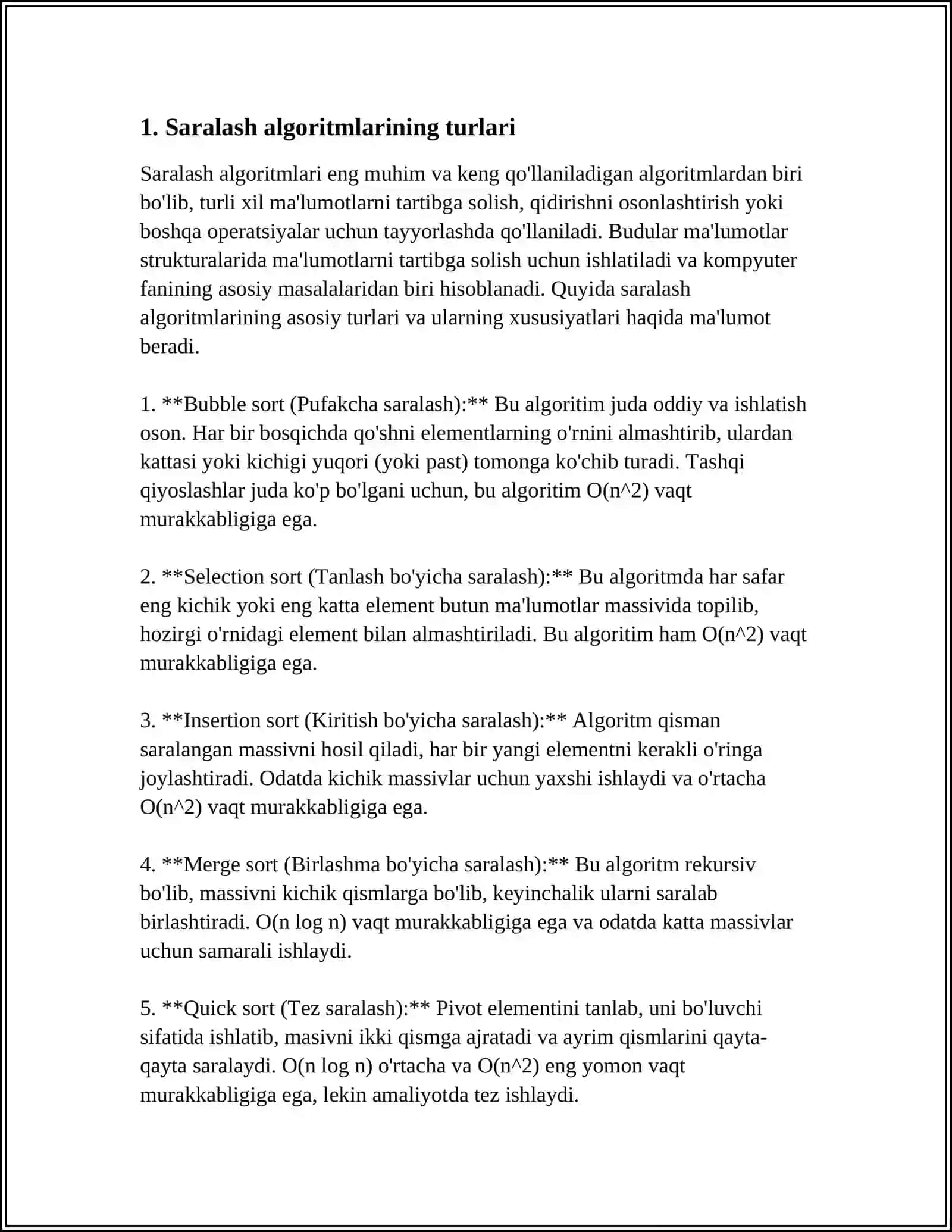 SARALASH QAT'IY USULLARI VA ULARNING SAMARADORLIGI 4