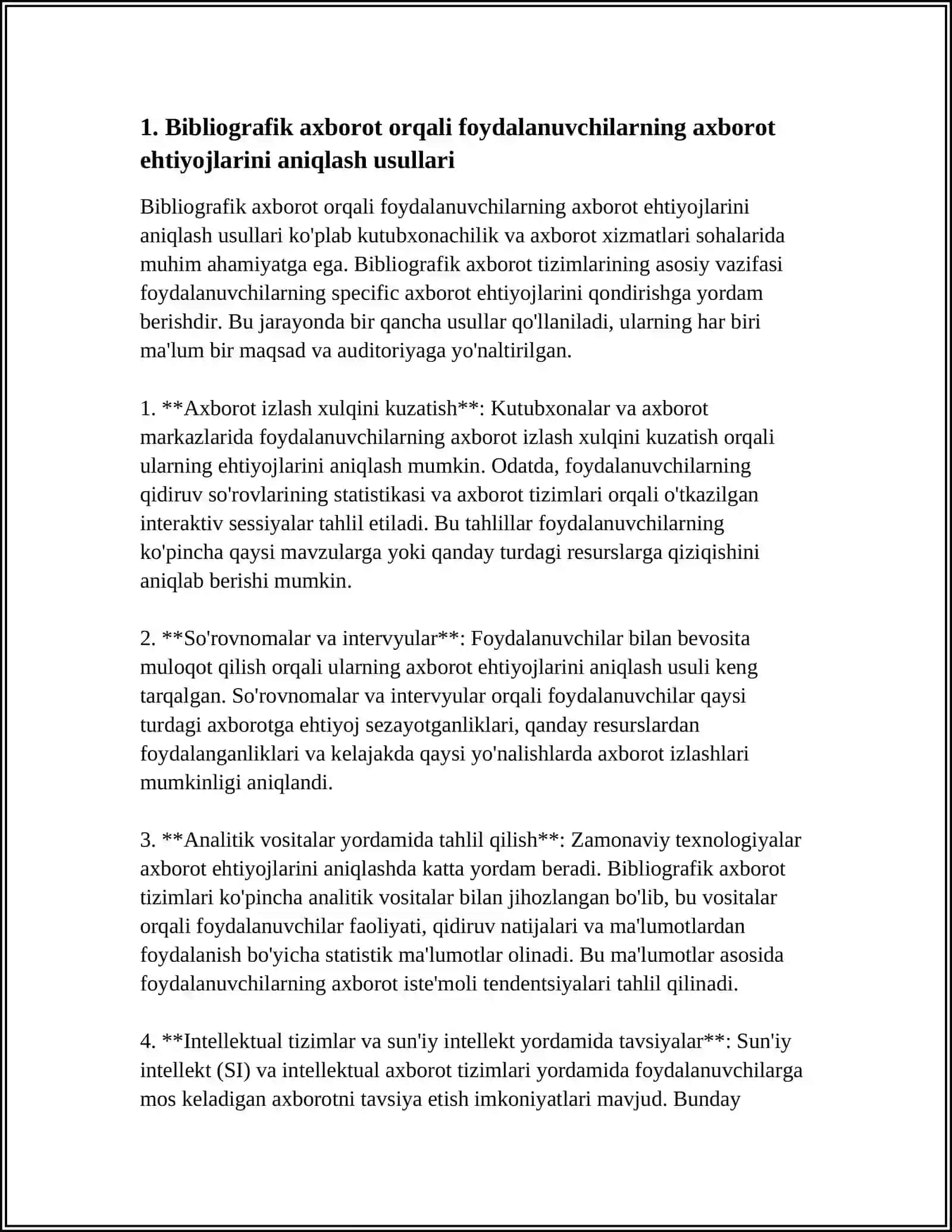 BIBLIOGRAFIK AXBOROT ORQALI FOYDALANUVCHILARNING BIBLIOGRAFIK AXBOROTGA BOʻLGAN EHTIYOJLARINI QONDIRISH AHAMIYATI 4