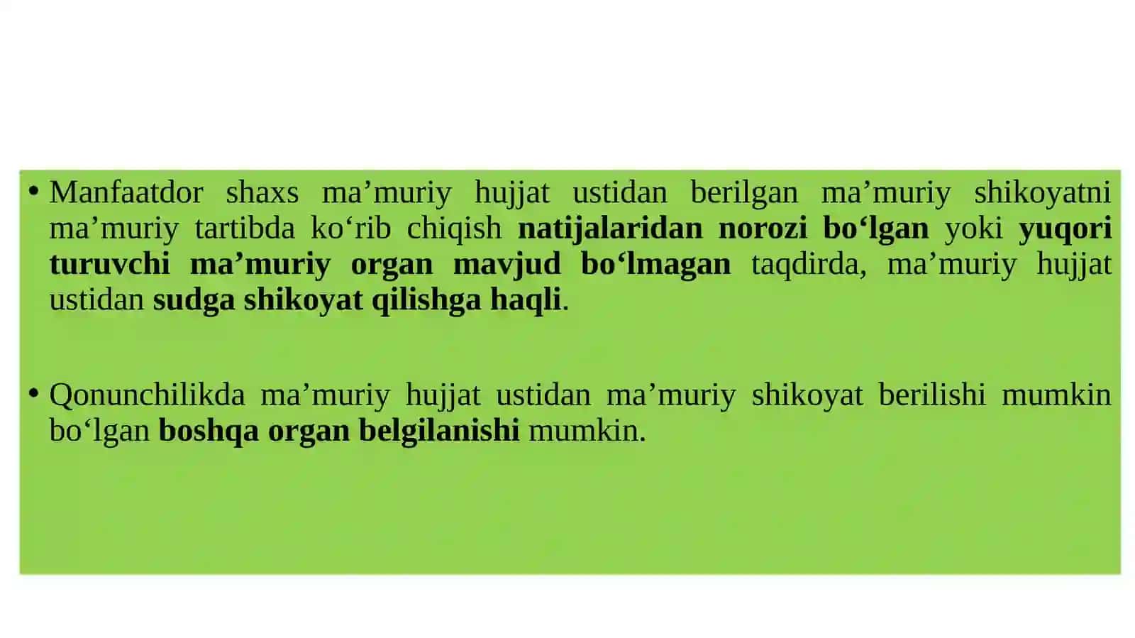 Ma’muriy shikoyat bo‘yicha ish yuritish (“Ma’muriyt artib-taomillar to‘g‘risidagi qonuna sosida) 4