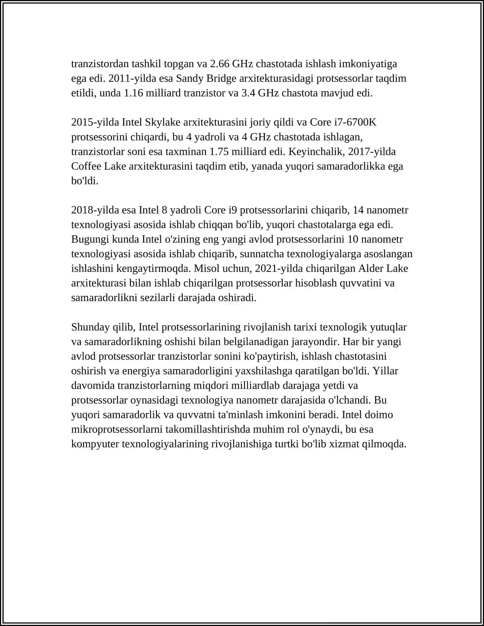 INTEL OILASI PROTSESSORLARI 4