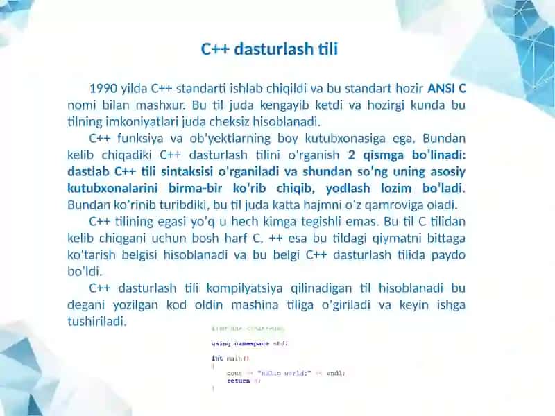 C++dasturlashtiliningasosiy tushunchalari va strukturasi 4