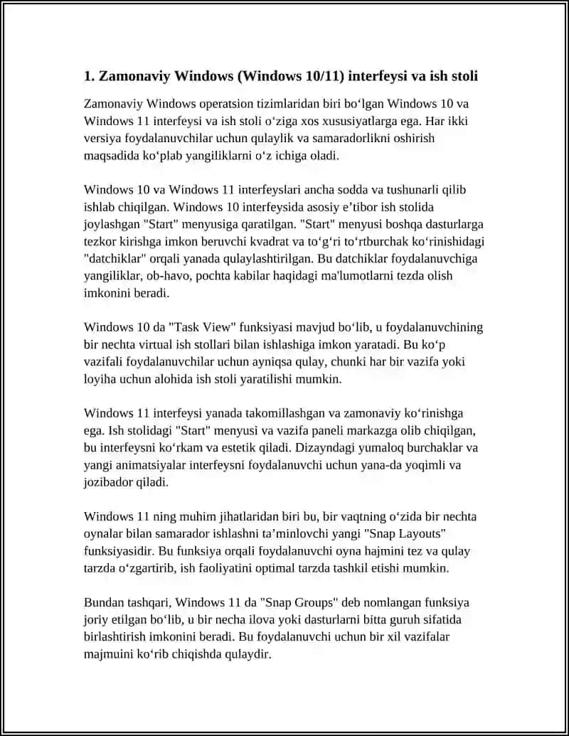 ZAMONAVIY WINDOW OPERATSION TIZIM BILAN ISHLASH 4