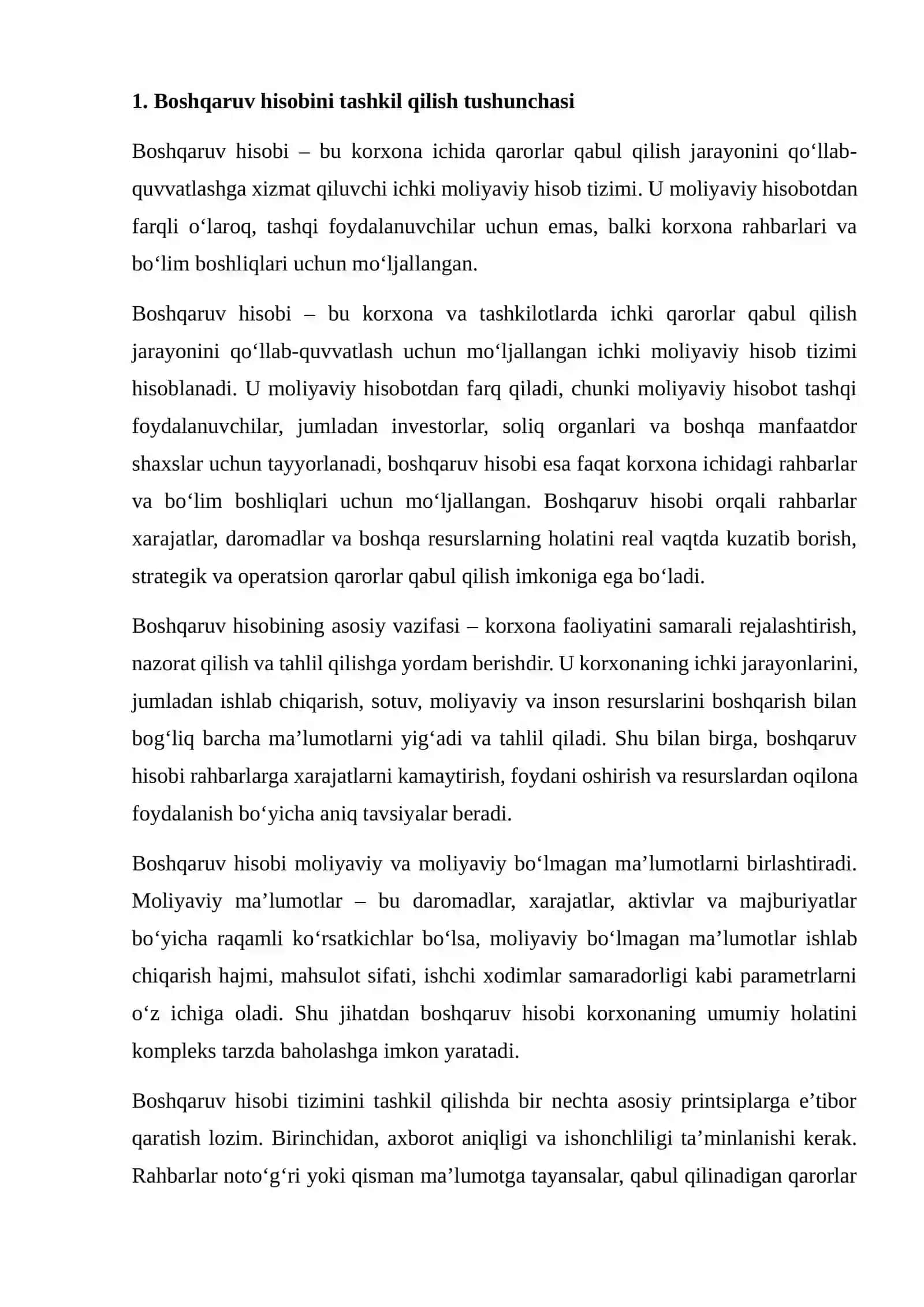 Boshqaruv hisobini tashkil qilish muammolari 4