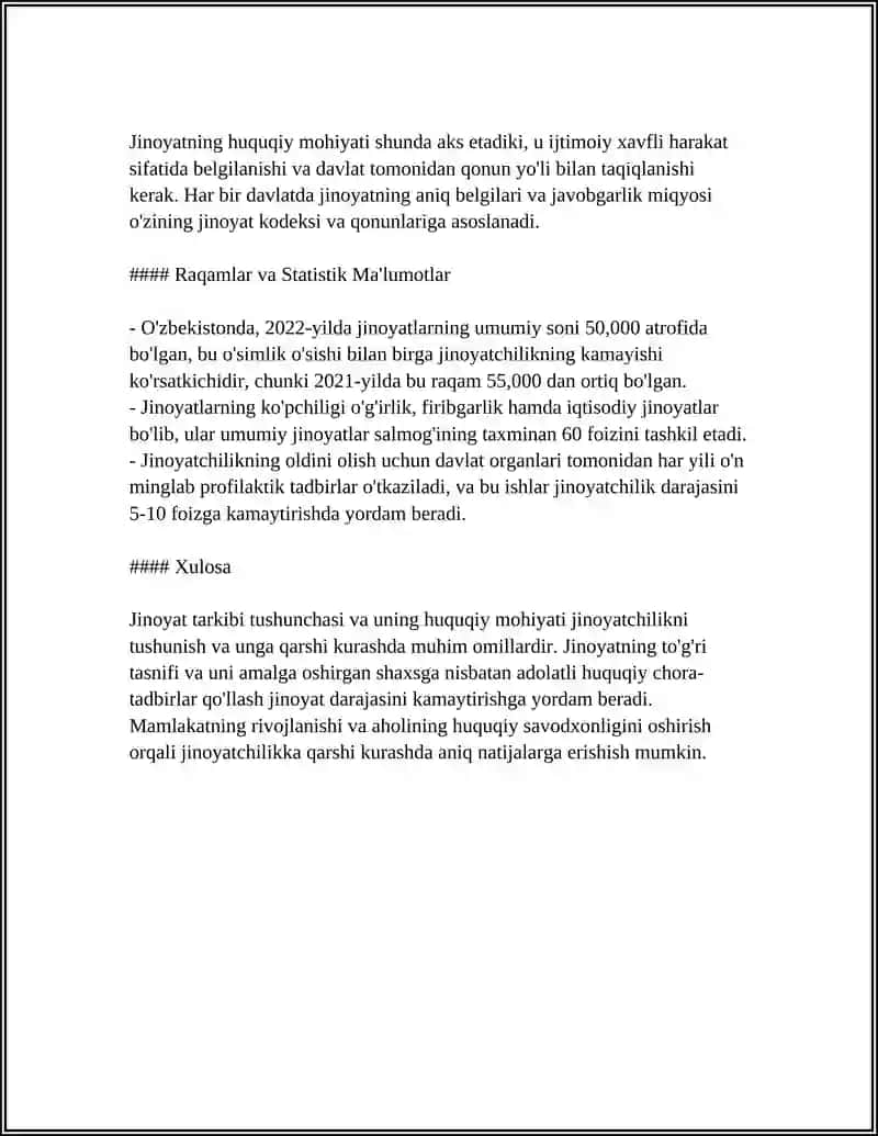 Jinoyat Tarkibi: Tushunchasi va Huquqiy Mohiyati 4