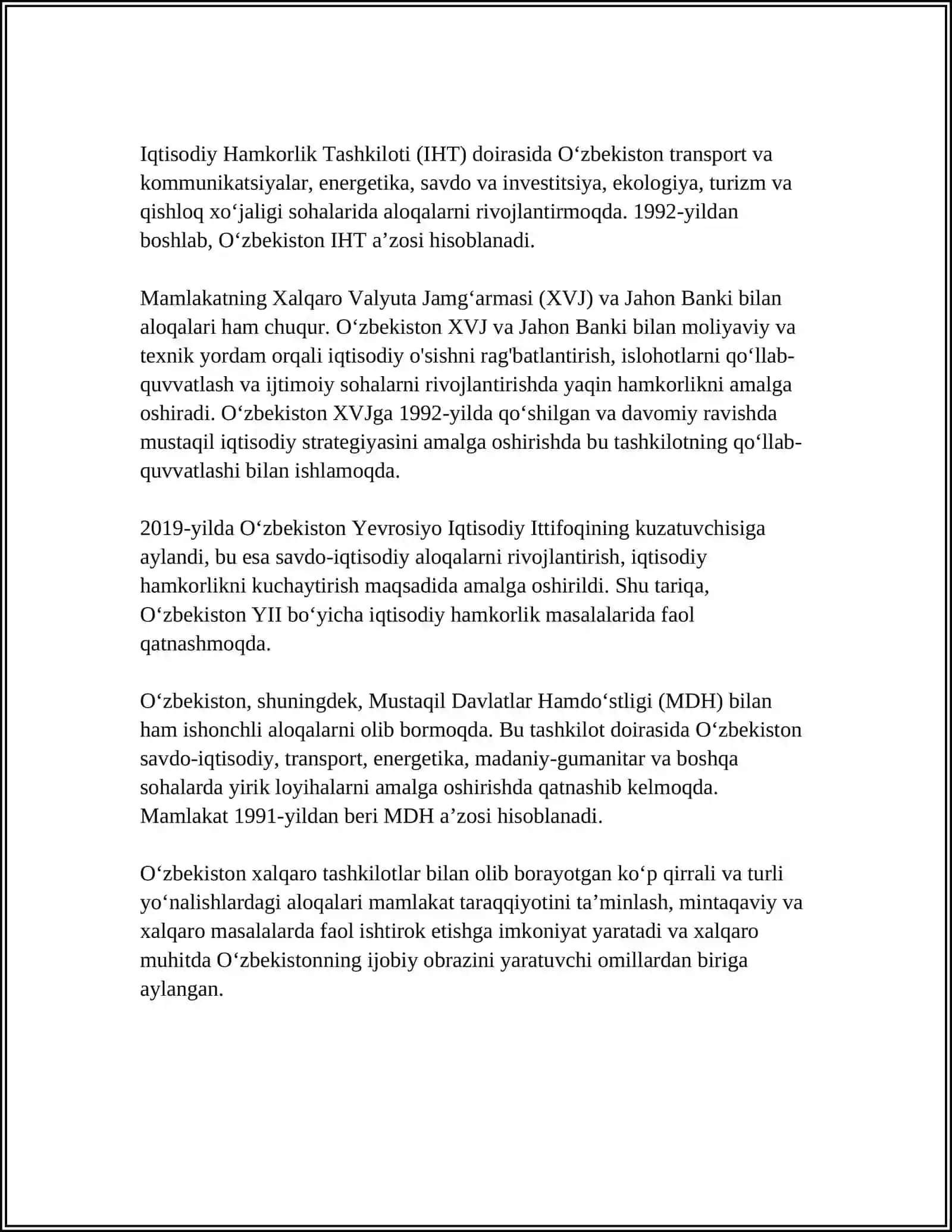 OʻZBEKISTON VA JAHON HAMJAMIYATI 4