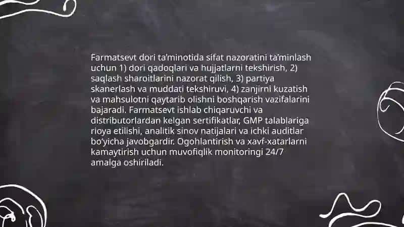 Farmatsevt mutaxassisining dori ta'minoti tizimidagi roli 4