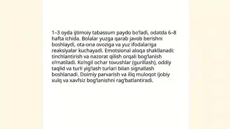 Bolalik davri psixik rivojlanish bosqichlari (0–3 yosh) 4